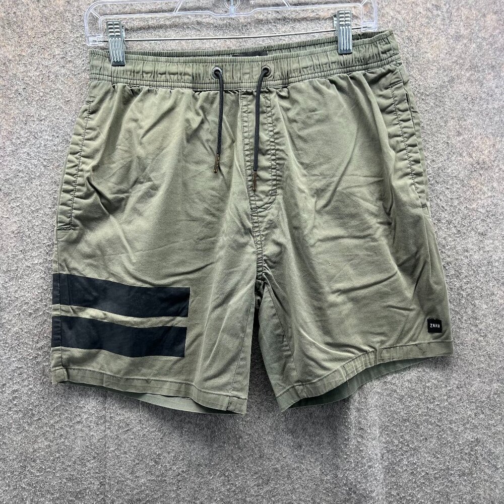 Zanerobe Shorts Mens 32 Green Olive Drawstring Athletic Canvas Drawstring